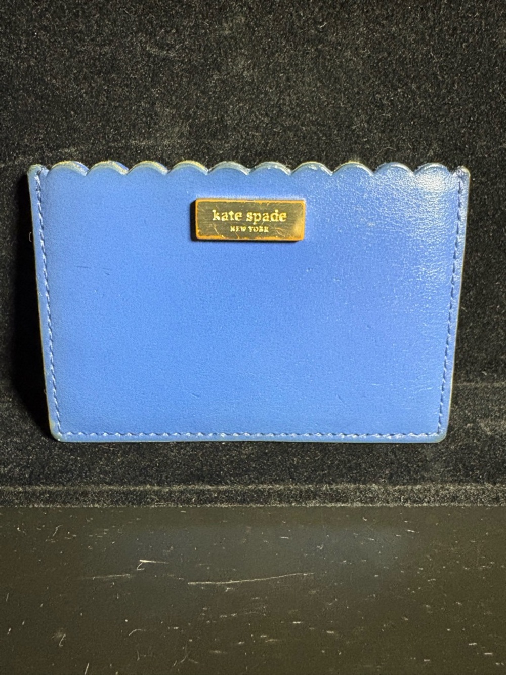 Kate Spade Graham Maple Court Card Case Hyacinth blue leather